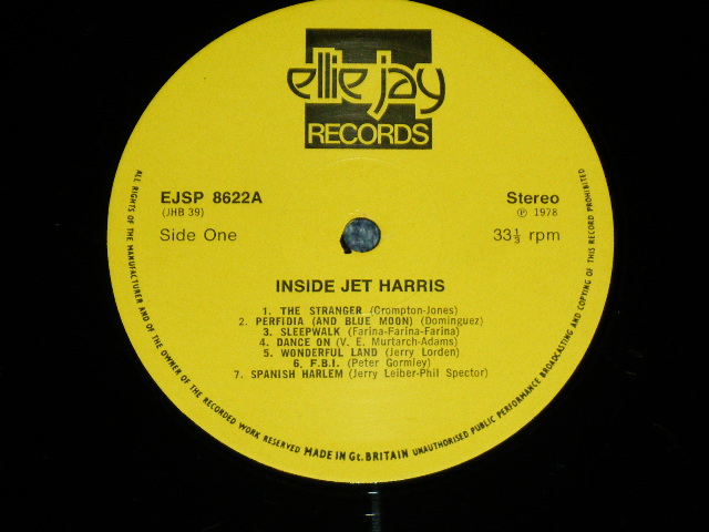 画像: JET HARRIS  ( of THE SHADOWS ) -  INSIDE JET HARRIS : THE LAST CONCERT  / 1977 UK ENGLAND  ORIGINAL Used LP 