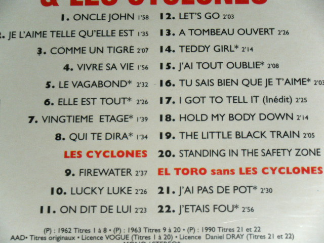 画像: EL TORO LES CYCLONES -  FRENCH '60's EP COLLECTION  / 1995  FRANCE FRENCH ORIGINAL  Brand New SEALED  CD 