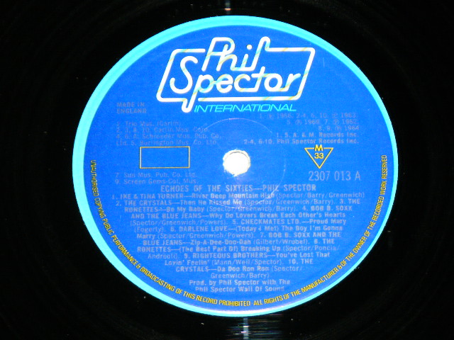 画像: VA ( IKE & TINA TURNER+RIGHTEOUS BROTHERS+CRYSTALS+RONETTES+DARLEN LOVE+BOB B.SOXX & THE BLUE JEANS+CHECKMATES LTD. )  - ECHOES OF THE 60's :  PHIL SPECTOR TOP TWENTY.  ( MINT-/ MINT )  / 1977  UK ENGLAND ORIGINAL MONO Used LP 