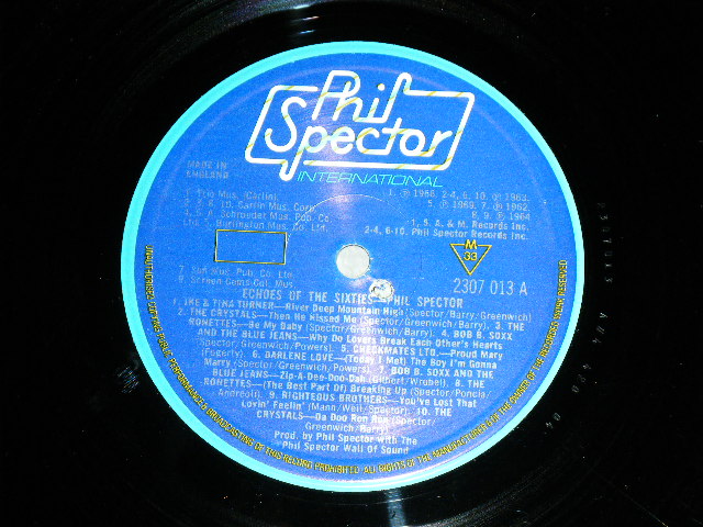 画像: VA ( IKE & TINA TURNER+RIGHTEOUS BROTHERS+CRYSTALS+RONETTES+DARLEN LOVE+BOB B.SOXX & THE BLUE JEANS+CHECKMATES LTD. )  - ECHOES OF THE 60's :  PHIL SPECTOR TOP TWENTY.  ( Ex++/ MINT-,BB HOLE )  / 1977  UK ENGLAND ORIGINAL MONO Used LP 