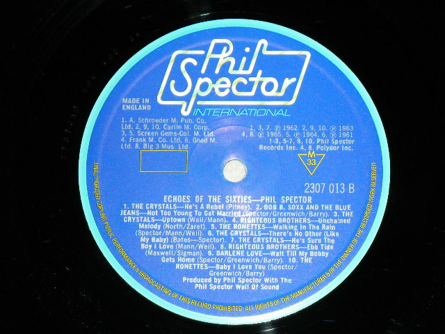 画像: VA ( IKE & TINA TURNER+RIGHTEOUS BROTHERS+CRYSTALS+RONETTES+DARLEN LOVE+BOB B.SOXX & THE BLUE JEANS+CHECKMATES LTD. )  - ECHOES OF THE 60's :  PHIL SPECTOR TOP TWENTY.  ( Ex++/ MINT- )  / 1977  UK ENGLAND ORIGINAL MONO Used LP 