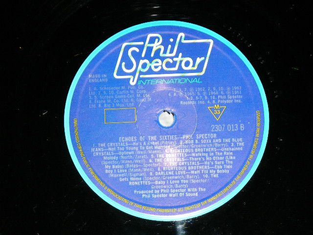 画像: VA ( IKE & TINA TURNER+RIGHTEOUS BROTHERS+CRYSTALS+RONETTES+DARLEN LOVE+BOB B.SOXX & THE BLUE JEANS+CHECKMATES LTD. )  - ECHOES OF THE 60's :  PHIL SPECTOR TOP TWENTY.  (Ex++/Ex+++ A-1,2,3:Ex-)  / 1977  UK ENGLAND ORIGINAL MONO Used LP 