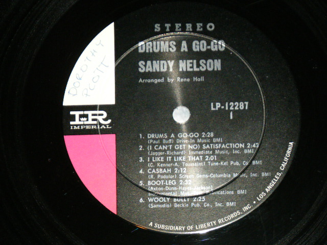 画像: SANDY NELSON -  drums a go-go (  1st Press BLACK&PINK  label :  Ex+,Ex/Ex++ ) / 1965  US AMERICA  ORIGINAL STEREO Used  LP 