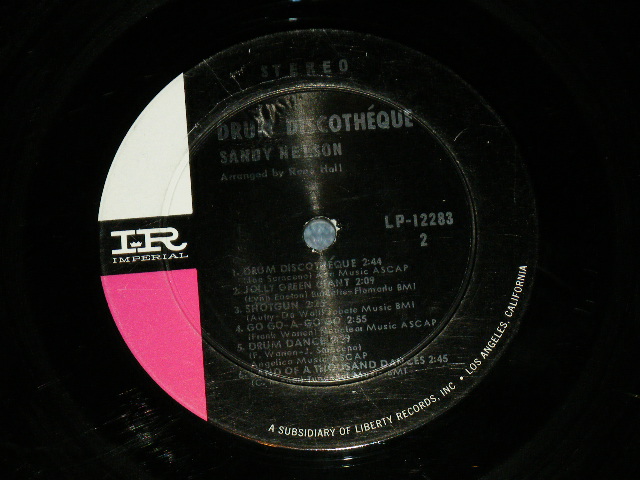 画像: SANDY NELSON -  DRUM DISCOTHEQUE  ( BLACK & PINK & WHITE label :  Ex/Ex- ) / 1965  US AMERICA  ORIGINAL  STEREO  Used  LP 