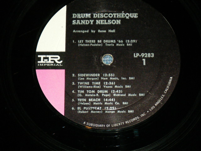 画像: SANDY NELSON -  DRUM DISCOTHEQUE  ( BLACK & PINK & WHITE label :  Ex+++/Ex++,Ex+++ ) / 1965  US AMERICA  ORIGINAL  MONO Used  LP 