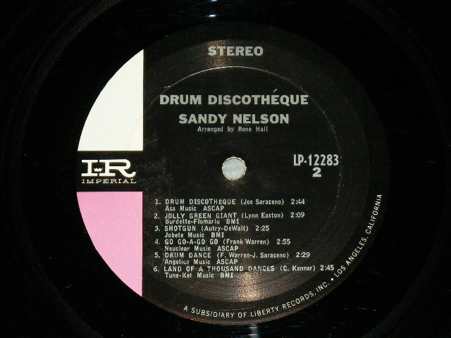 画像: SANDY NELSON -  DRUM DISCOTHEQUE  ( BLACK & PINK & WHITE label :  Ex/Ex++ ) / 1965  US AMERICA  ORIGINAL  STEREO  Used  LP 