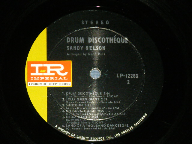 画像: SANDY NELSON -  DRUM DISCOTHEQUE  ( 2nd Press BLACK & GREEN label : Ex+/Ex++/ / 1966? US AMERICA  2nd Press  STEREO  Used  LP 