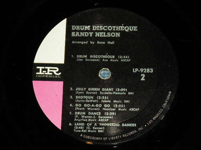 画像: SANDY NELSON -  DRUM DISCOTHEQUE  ( BLACK & PINK & WHITE label :  Ex+++/Ex++,Ex+++ ) / 1965  US AMERICA  ORIGINAL  MONO Used  LP 