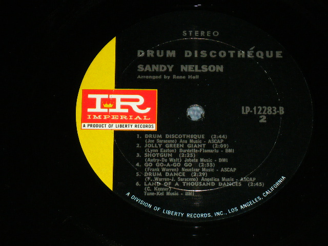 画像: SANDY NELSON -  DRUM DISCOTHEQUE  ( 2nd Press BLACK & GREEN label : MINT-/MINT-) / 1966? US AMERICA  2nd Press  STEREO  Used  LP 