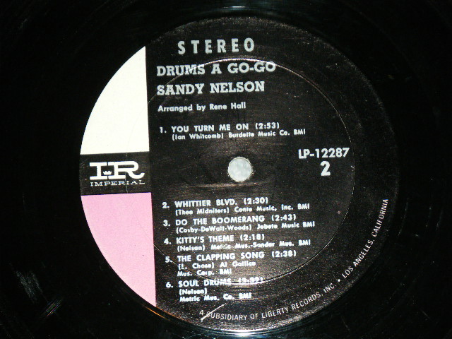 画像: SANDY NELSON -  drums a go-go (  1st Press BLACK&PINK  label :  Ex++,Ex+/Ex+++ ) / 1965  US AMERICA  ORIGINAL STEREO Used  LP 