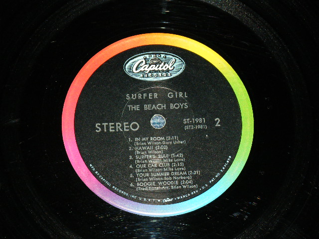 画像: The BEACH BOYS - SURFER GIRL (Matrix # A)ST1-1981-A1 IAM (in TRIANGLE)  B)S T2-1981-A2  IAM (in TRIANGLE)) "SCRANTON Press in PENNSYLVANIA" (VG++/Ex++ WOFC, EDSP, TAPE SEAM)/ 1963 US AMERICA ORIGINAL "BLACK with RAINBOW RING Label" STEREO Used LP