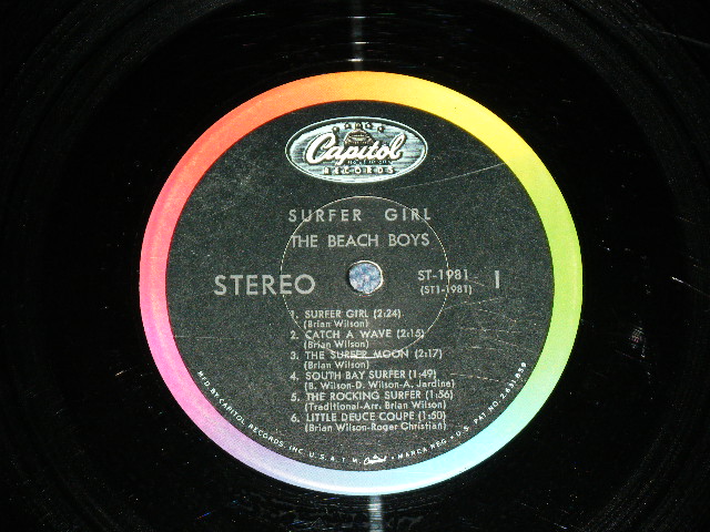 画像: The BEACH BOYS - SURFER GIRL (Matrix # A)ST1-1981-A1 IAM (in TRIANGLE)  B)S T2-1981-A2  IAM (in TRIANGLE)) "SCRANTON Press in PENNSYLVANIA" (VG++/Ex++ WOFC, EDSP, TAPE SEAM)/ 1963 US AMERICA ORIGINAL "BLACK with RAINBOW RING Label" STEREO Used LP