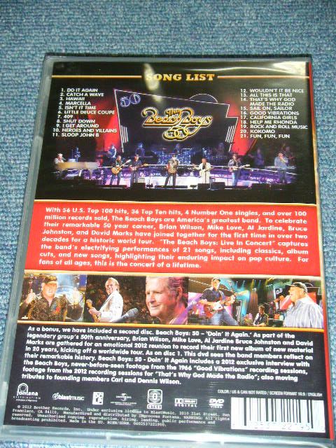 画像: THE BEACH BOYS - THE BEACH BOYS 50 : LIVE IN CONCERT   ( NTSC System 2 x DVD  ) /  2012 EU EUROPE ORIGINAL Brand New SEALED 2 x DVD 