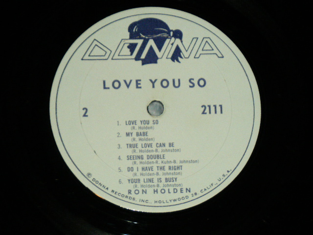 画像: RON HOLDEN (BRUCE JOHNSTON Works) - LOVE YOU SO  ( Ex/Ex++ )  / 1960 US ORIGINAL MONO  Used  LP 