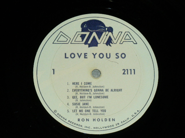 画像: RON HOLDEN (BRUCE JOHNSTON Works) - LOVE YOU SO  ( Ex/Ex++ )  / 1960 US ORIGINAL MONO  Used  LP 