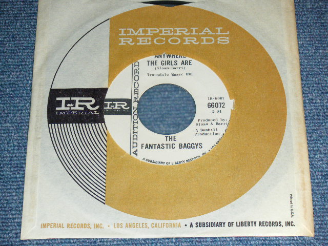 画像: THE FANTASTIC BAGGYS( P.F.SLOAN & STEVE BARRI ) - ANYWHERE THE GIRLS ARE : DEBBIE BE TRUE ( Ex+++/Ex+++ ) / 1964 US AMERICA ORIGINAL 'WHITE LABEL PROMO' Used 7" Single