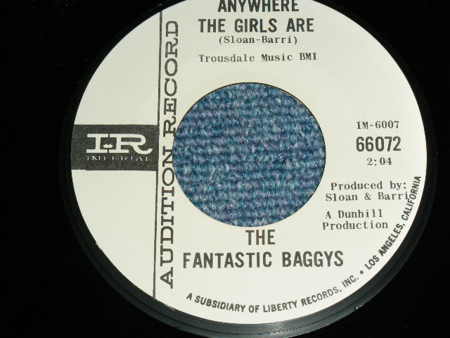 画像1: THE FANTASTIC BAGGYS( P.F.SLOAN & STEVE BARRI ) - ANYWHERE THE GIRLS ARE : DEBBIE BE TRUE ( Ex+++/Ex+++ ) / 1964 US AMERICA ORIGINAL 'WHITE LABEL PROMO' Used 7" Single