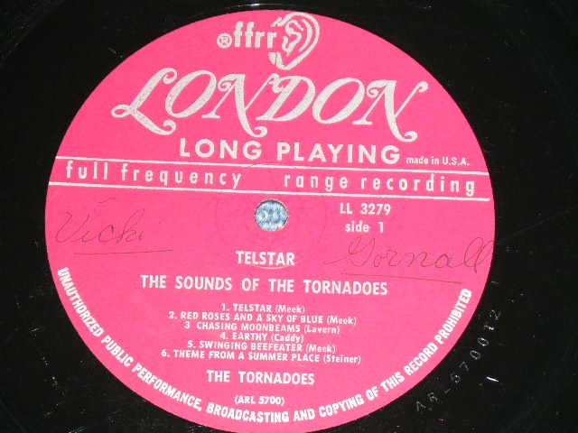 画像: THE TORNADOS - TELSTAR : THE SOUND OF THE TORNADOES(Matrix # A) ARL 5700 T2 B) ARL 5701 T2) (Ex+/Ex+++ WOBC) / 1962 US AMERICA ORIGINAL "MAROON With UN-BOXED LONDON Label" MONO Used LP