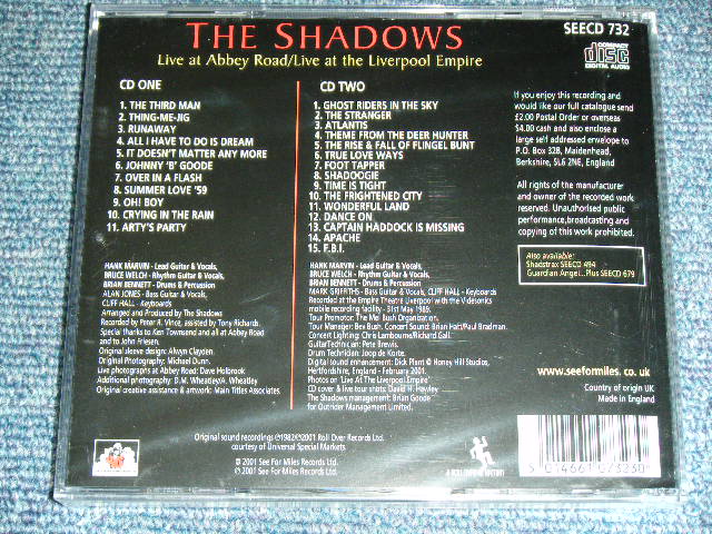 画像: The SHADOWS - LIVE AT ABBEY ROAD+LIVE AT THE LIVERPOO,L EMPIRE  / 2001 UK ENGLAND + EU EUROPE Press ORIGINAL BRAND NEW SEALED 2-CD 