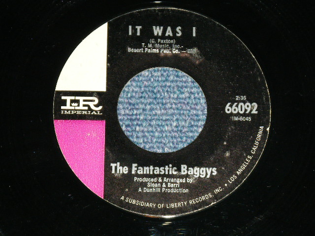 画像: THE FANTASTIC BAGGYS( P.F.SLOAN & STEVE BARRI ) - ALONE ON THE BEACH : IT WAS I  ( Ex+++/Ex+++ ) / 1965 US AMERICA ORIGINAL Used 7" Single