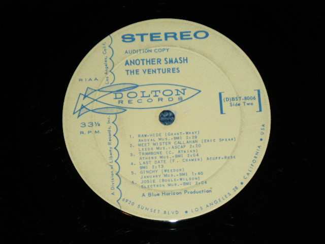 画像: THE VENTURES - ANOTHER SMASH ( First Cover Design : Matrix # A:BST 8006 SIDE-1/B) BST 8006 SIDE 2 ; Ex-/Ex:  ) / 1961 US AMERICA ORIGINAL "AUDITION Label PROMO" STEREO Used LP 
