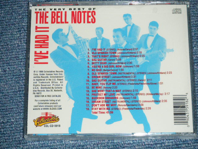 画像: The BELL NOTES - I'VE HAD IT : THE VERY BEST OF  ( ROCKIN' INST) / 1998 US AMERICA  ORIGINAL "BRAND NEW SEALED" CD 