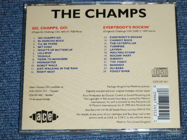 画像: THE CHAMPS- GO CHAMPS GO + EVERYBODY'S ROCKIN' ( 2 in 1 )  / 1993  UK ENGLAND   ORIGINAL Used  CD 