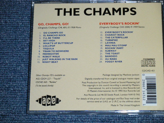 画像: THE CHAMPS- GO CHAMPS GO + EVERYBODY'S ROCKIN' ( 2 in 1 )  / 1993  UK ENGLAND   ORIGINAL "BRAND NEW"  CD 