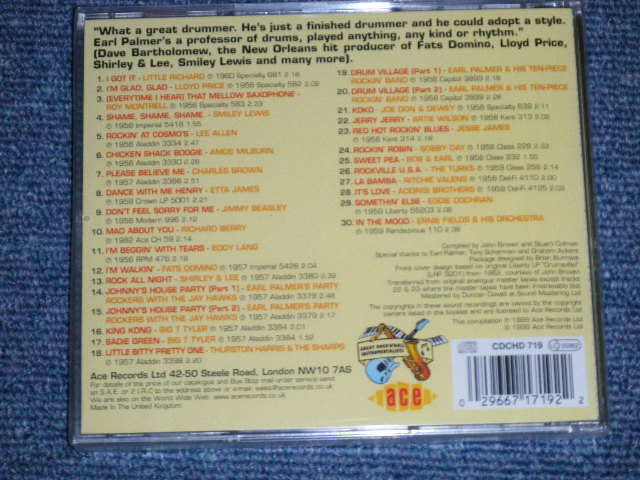 画像: EARL PALMER & V.A. - BACK BEAT  ; THE WORLD GREATEST ROCK 'N' ROLL DRUMMER  / 1999 UK ENGLAND   "Brand New SEALED" CD
