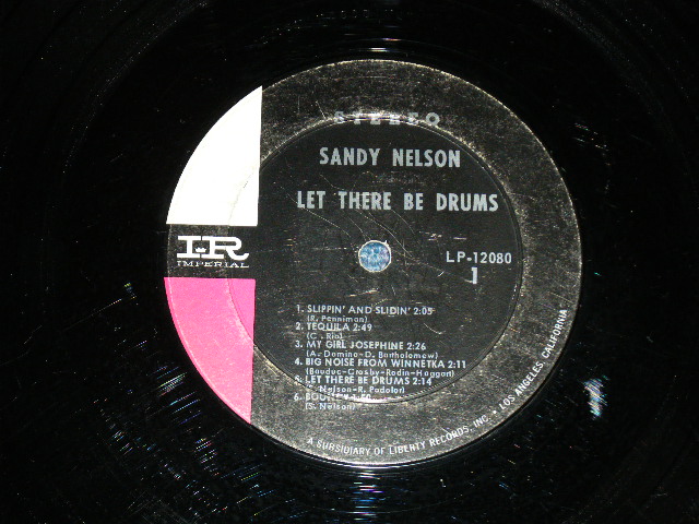 画像: SANDY NELSON -  LET THERE BE DRUMS   ( 2nd Press BLACK with PINK & WHITE  label : Ex+/Ex )  / 1964 US AMERICA   STEREO  Used  LP 