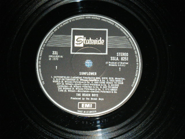 画像: The BEACH BOYS - SUNFLOWER ( Matrix Number A)SSLA-8251-A1/B)SSLA-8251-B1 : Ex+++/MINT-)   / 1970  UK ENGLAND   ORIGINAL Used LP 
