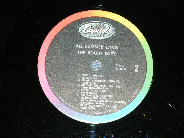 画像: The BEACH BOYS - ALL SUMMER LONG  ( "DON'T BACK DOWN" on FRONT Cover : Matrix # A) T-1-2110-H-3 / B) T-2-2110-J9 VG+++/Ex++ ) / 1964 US AMERICA ORIGINAL 2nd Press Jacket with"DON'T BACK  DOWM" MONO Used LP