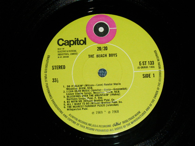 画像: The BEACH BOYS - 20/20 (GREEN label Ex+++/Ex+++ ) / 1972? UK ENGLAND 2nd Press Label  Used LP