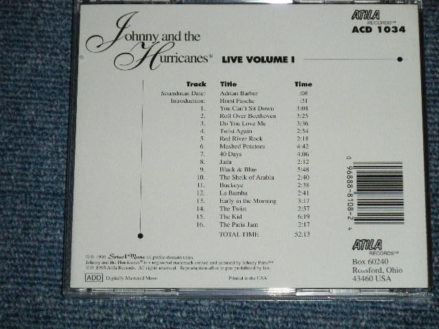 画像: JOHNNY and The HURRICANES - LIVE VOLUME 1  (NEW) / 1996 US AMERICA  "Brand New" CD 