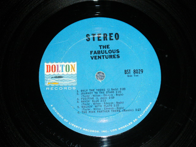画像: THE VENTURES - THE FABULOUS VENTURES ( Matrix # A)BST-8029 SIDE#1 (1-A)  / B)BST-8029 SIDE#2 (1-A) ; DARK BLUE with BLACK Print Label (Ex++/Ex+ ) / 1964  US AMERICA  ORIGINAL "2nd press Label" STEREO Used   LP