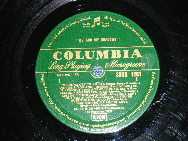 画像: CLIFF RICHARD & THE SHADOWS  - ME AND MY SHADOWS  ( VG/Ex+ )  / 1960  UK ENGLAND ORIGINAL 1st Press "GREEN With GOLD Text Label" Used  MONO LP 
