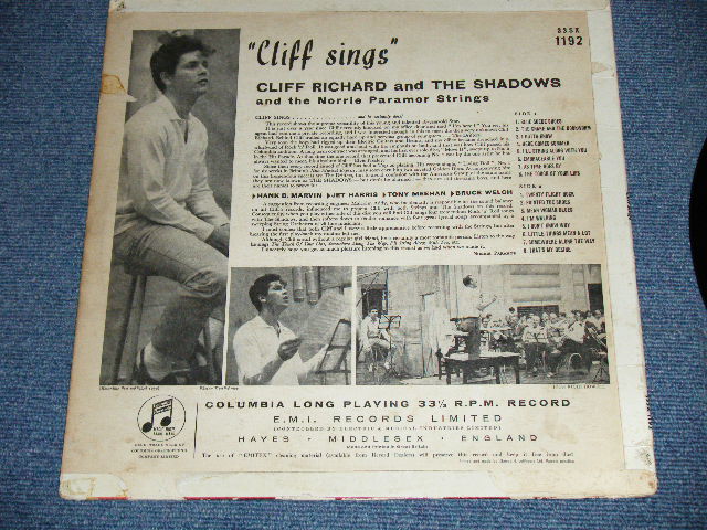 画像: CLIFF RICHARD & THE SHADOWS  - CLIFF SINGS  ( VG/Ex++ A-1:VG+++ )  / 1959  UK ENGLAND ORIGINAL 1st Press "GREEN With GOLD Text Label" Used  MONO LP 