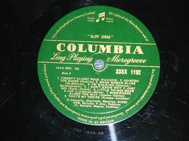 画像: CLIFF RICHARD & THE SHADOWS  - CLIFF SINGS  ( Ex/Ex+ )  / 1959  UK ENGLAND ORIGINAL 1st Press "GREEN With GOLD Text Label" Used  MONO LP 