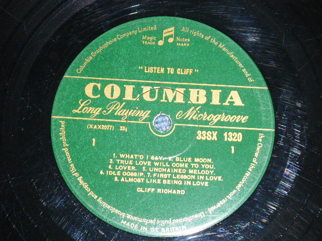 画像: CLIFF RICHARD & THE SHADOWS  - LISTEN TO CLIFF!   ( VG+++/VG+++ )/ 1961  UK ENGLAND ORIGINAL 1st Press "GREEN With GOLD Text Label" Used  MONO LP 