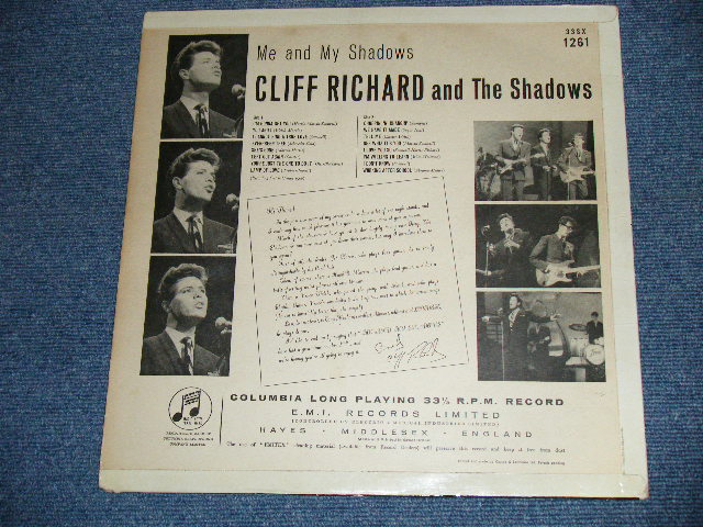 画像: CLIFF RICHARD & THE SHADOWS  - ME AND MY SHADOWS  ( Ex+/Ex++ )  / 1960  UK ENGLAND ORIGINAL 1st Press "GREEN With GOLD Text Label" Used  MONO LP 