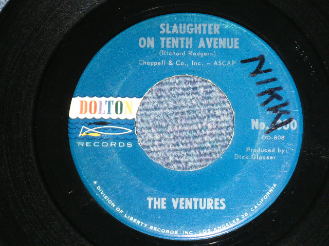 画像1: THE VENTURES -SLAUGHTER ON 10TH AVENUE : RAP CITY ( Ex+++/Ex+++ )  /1964 US ORIGINAL "Dark Blue with SILVER Print Label" Used 7" SINGLE 