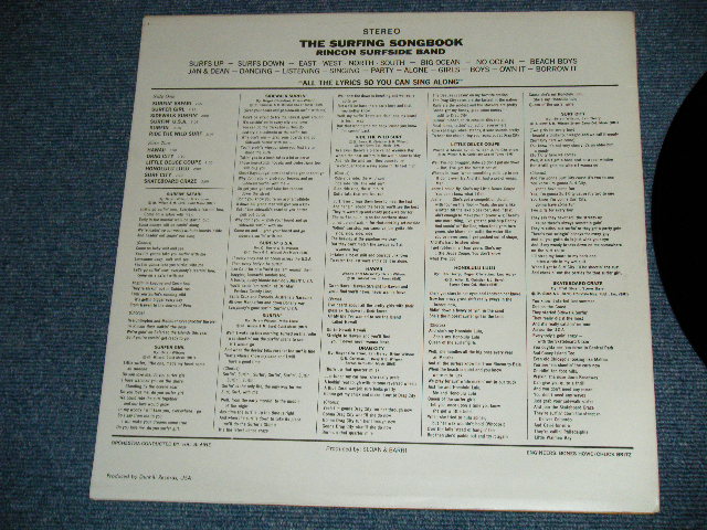 画像: RINCON SURFSIDE BAND - THE SURFING SONG BOOK : SONGS MADE FAMOUS BY JAN&DEAN and The BEACH BOYS :GARY USHER Works ,With HAL BLAIN,Prod.& Arr. by P.F.SLOAN & S.BARRI  (Ex+++/MINT-)  / 1985 REISSUE  Used  LP