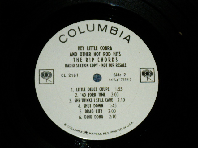 画像: THE RIP CHORDS - HEY LITTLE COBRA  ( Matrix # 1H/1D ; Ex+,Ex++/Ex+++ )   / 1964 US ORIGINAL "WHIET LABEL PROMO"  MONO Used  LP 