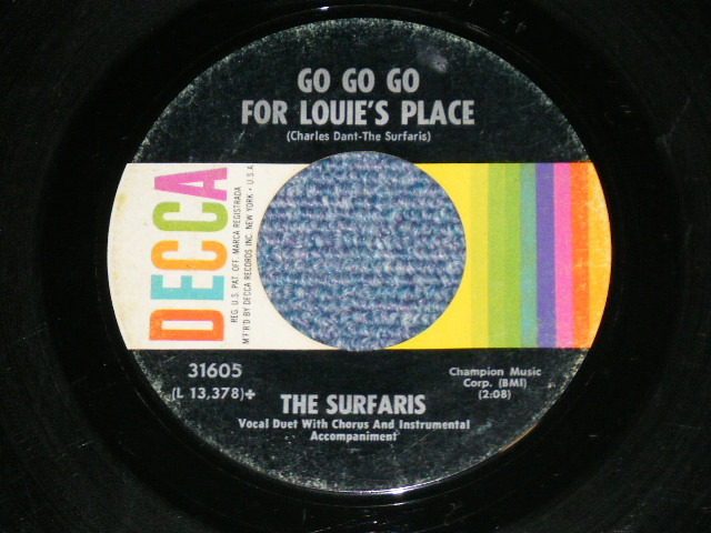 画像: The SURFARIS - MURPHY THE SURFER / GO GO GO FOR LOUIE'S PLACE  ( Ex/Ex- ) / 1964 US AMERICA ORIGINAL Used 7" Single