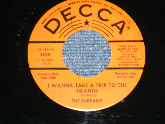 画像: The SURFARIS - SCATTER SHIELD / I WANNA TAKE A TRIP TO THE ISLAND  ( Ex+/Ex+  ) / 1964 US AMERICA ORIGINAL "ORANGE LABEL PROMO" Used 7" Single