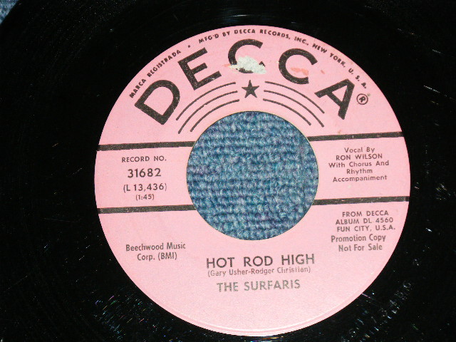 画像1: The SURFARIS - HOT ROD HIGH / KAREN  ( Ex++/Ex+  ) / 1964 US AMERICA ORIGINAL "PINK LABEL PROMO" Used 7" Single