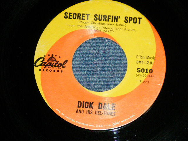 画像: DICK DALE and His DEL-TONES -  SECRET SURFIN' SPOT : SURFIN' AND SWINGIN'  ( SURF VOCAL : GARY USHER Works )  ( Ex++/Ex++ ) / 1963 US AMERICA ORIGINAL Used 7" Single