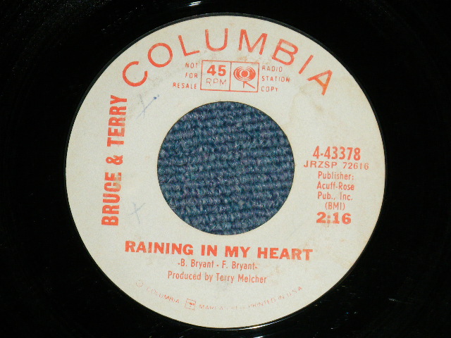 画像: BRUCE and TERRY (BRUCE JOHNSTON & TERRY MELCHER Works)  -  RAINYING IN MY HEART : FOUR STRONG WIND   ( Ex+++/Ex+++ )  / 1965 US AMERICA ORIGINAL "WHITE LABEL PROMO" Used 7" Single