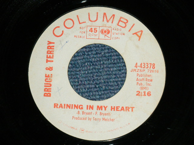 画像: BRUCE and TERRY (BRUCE JOHNSTON & TERRY MELCHER Works)  -  RAINYING IN MY HEART : FOUR STRONG WIND   ( Ex+++/Ex+++ )  / 1965 US AMERICA ORIGINAL "WHITE LABEL PROMO" Used 7" Single