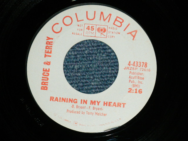 画像: BRUCE and TERRY (BRUCE JOHNSTON & TERRY MELCHER Works)  -  RAINYING IN MY HEART : FOUR STRONG WIND   ( MINT/MINT )  / 1965 US AMERICA ORIGINAL "WHITE LABEL PROMO" Used 7" Single